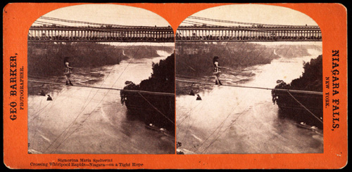 Signorina Maria Spelterini Crossing Whirlpool Rapids – Niagara – on a Tight Rope. Copyright of this material is retained by the content creators. Michigan State University does not claim to hold any copyrights to these materials